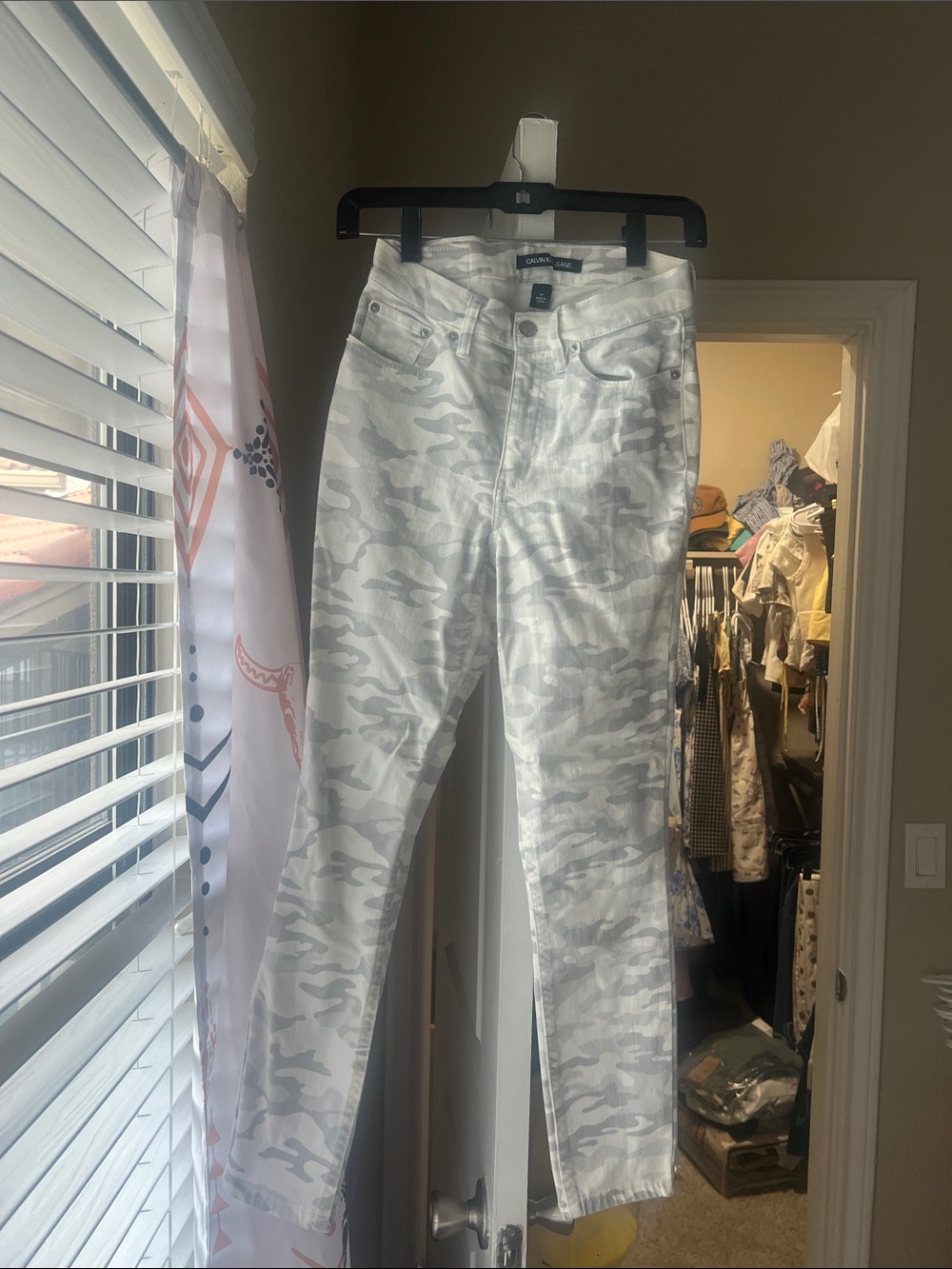 Calvin Klein White & Light Gray Camo Skinny Jeans